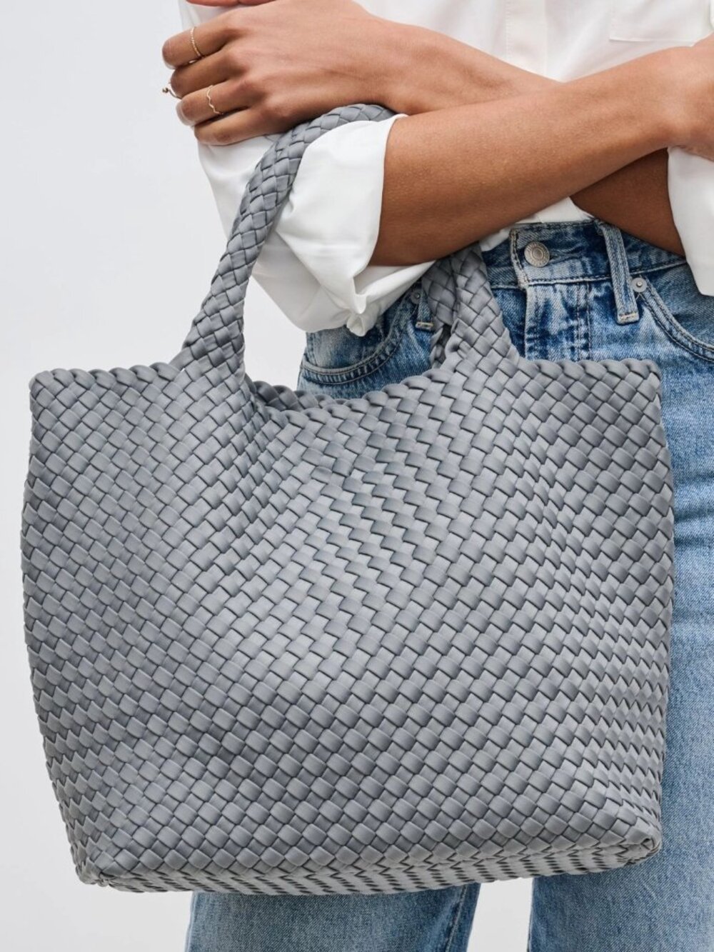 Sol and Selene Sky's The Limit Medium Tote Neoprene Grey Travel Crossbody Bag